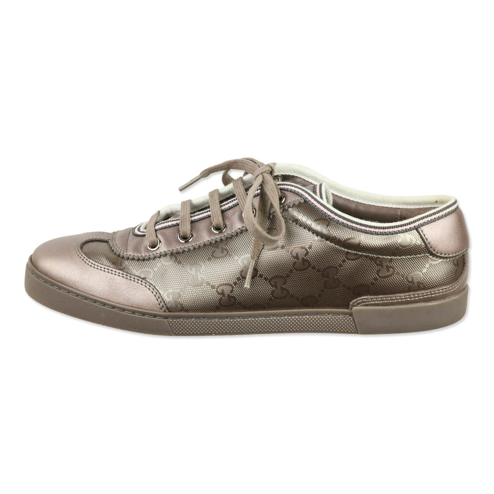 Gucci GG Imprimé Mauve Leather Low Top Sneakers
