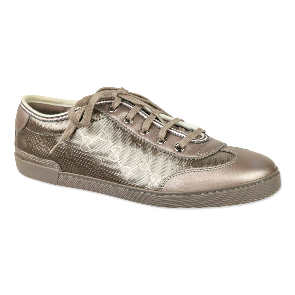 Gucci GG Imprimé Mauve Leather Low Top Sneakers