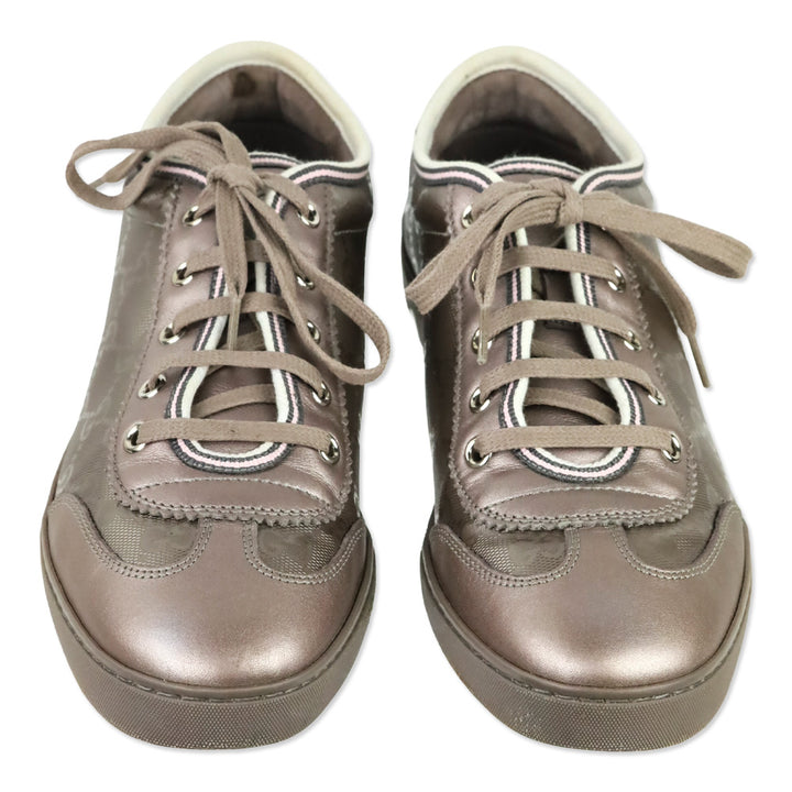Gucci GG Imprimé Mauve Leather Low Top Sneakers