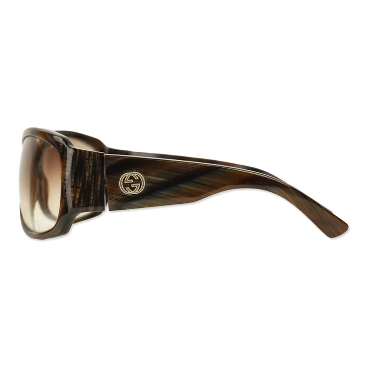 Gucci GG Logo Tiger's Eye Brown Oval Sunglasses