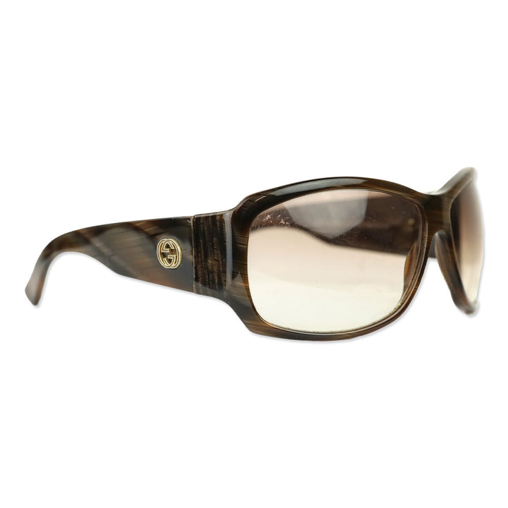 Gucci GG Logo Tiger's Eye Brown Oval Sunglasses