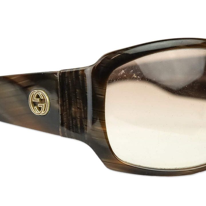 Gucci GG Logo Tiger's Eye Brown Oval Sunglasses