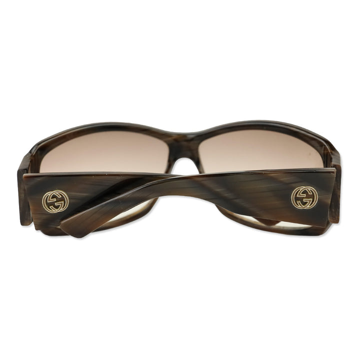 Gucci GG Logo Tiger's Eye Brown Oval Sunglasses