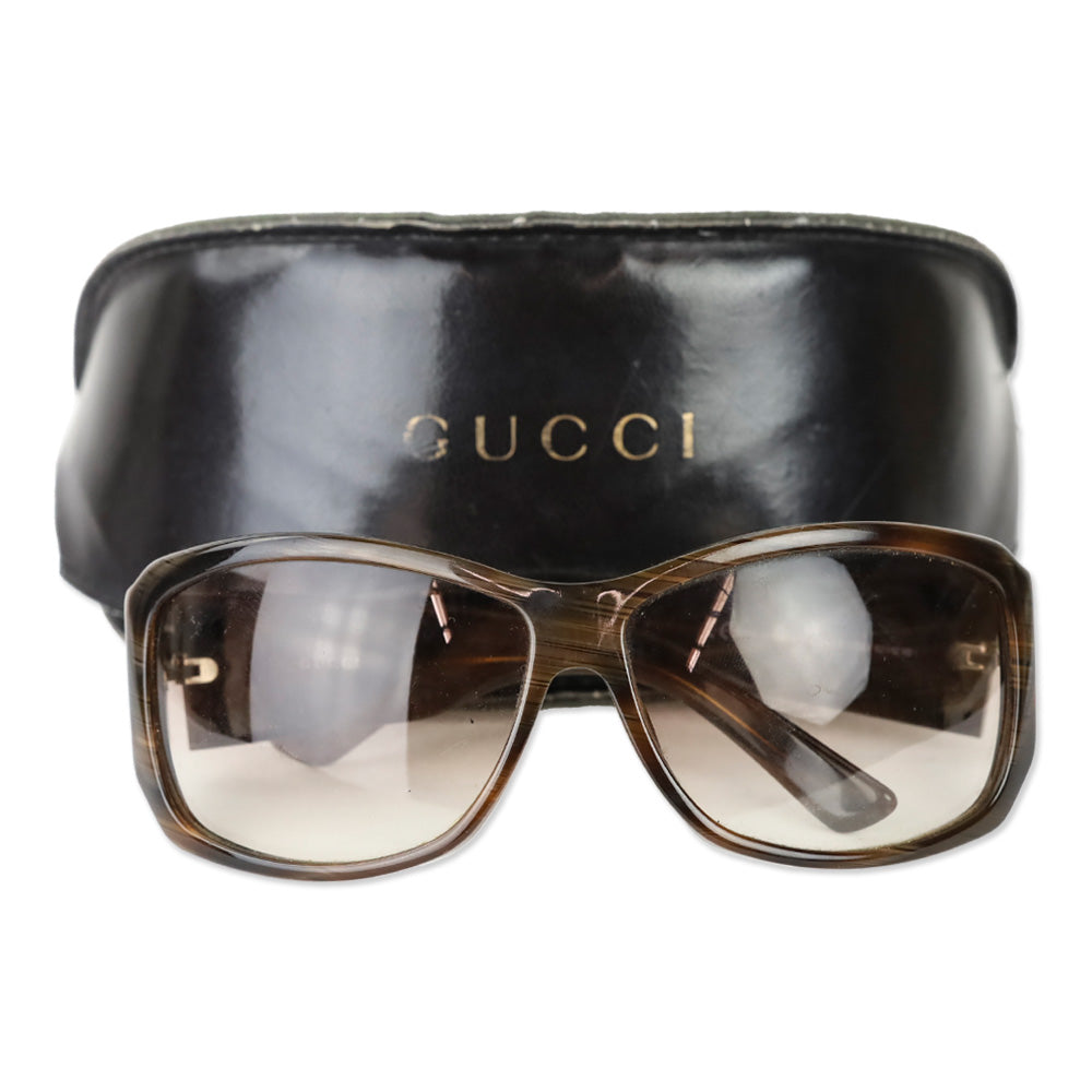 Gucci GG Logo Tiger's Eye Brown Oval Sunglasses