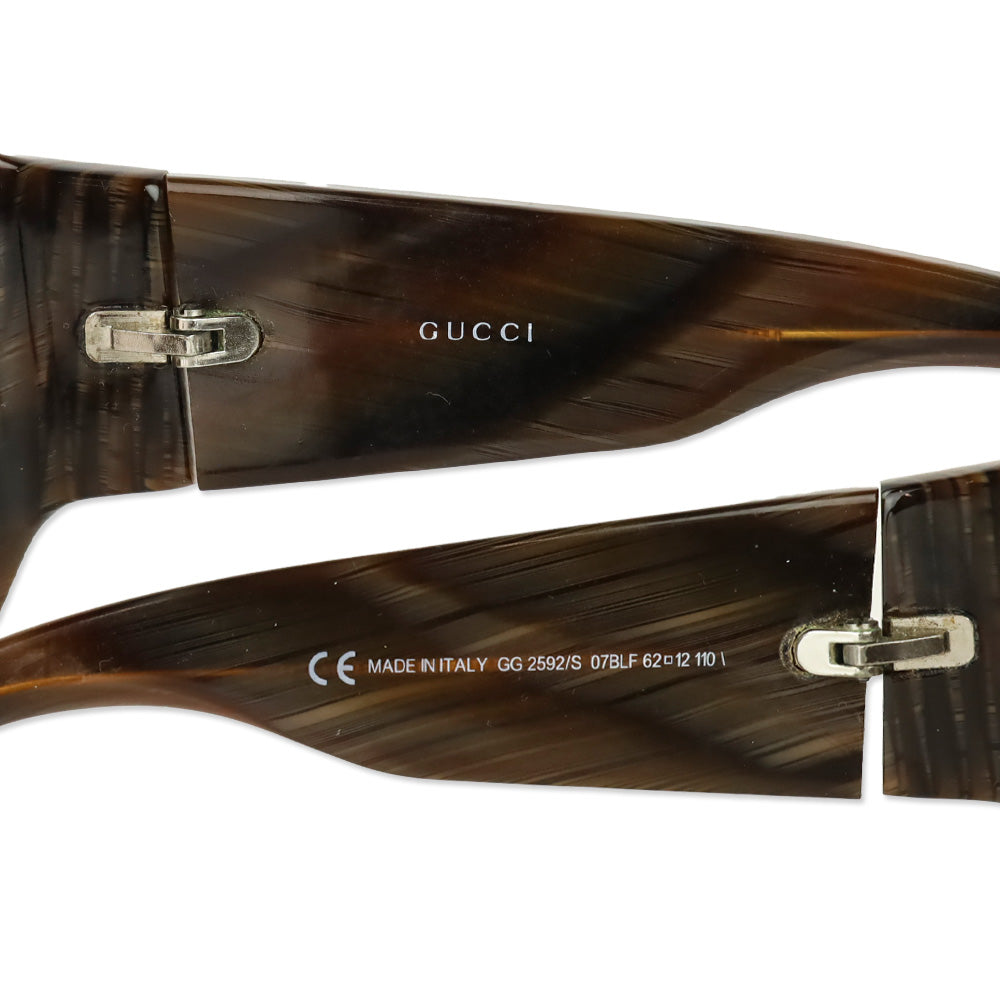 Gucci GG Logo Tiger's Eye Brown Oval Sunglasses