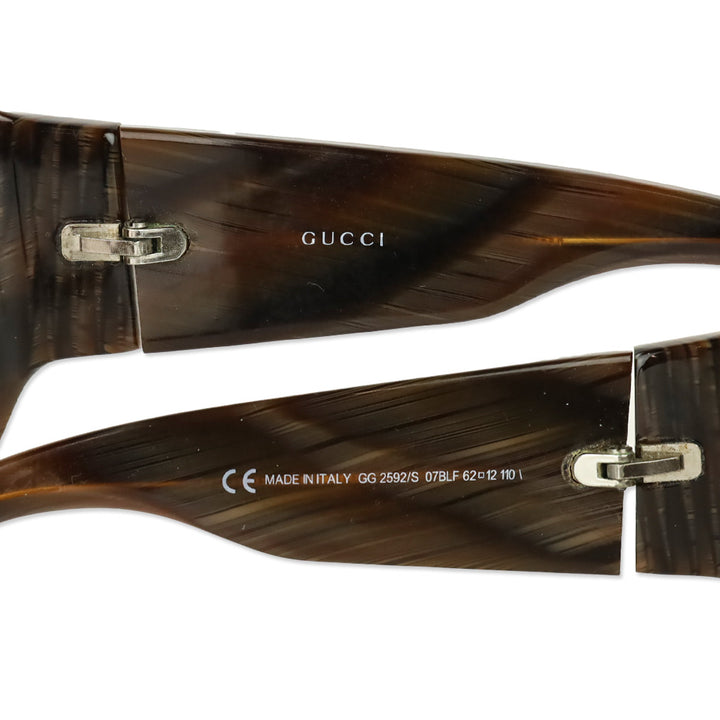 Gucci GG Logo Tiger's Eye Brown Oval Sunglasses