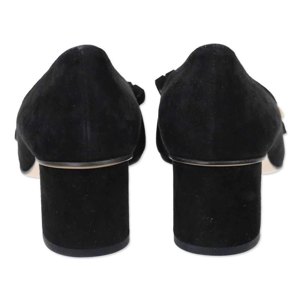 Gucci GG Marmont Black Suede Kiltie Loafer Pumps