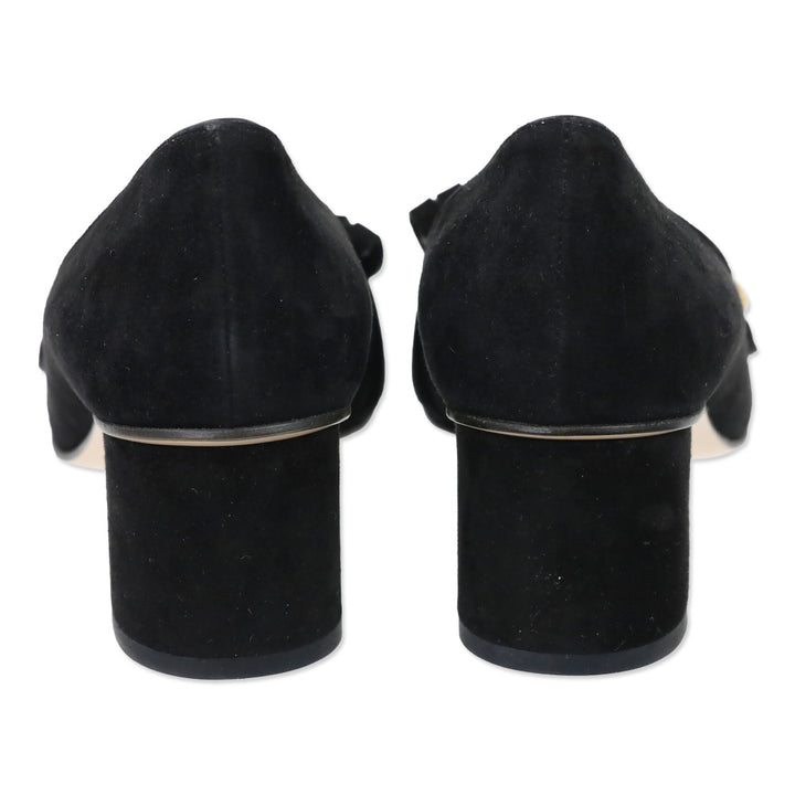 Gucci GG Marmont Black Suede Kiltie Loafer Pumps