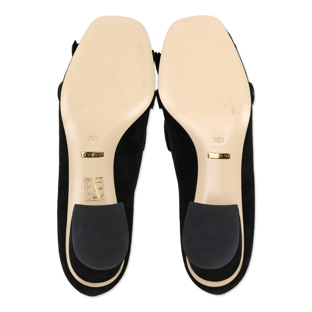 Gucci GG Marmont Black Suede Kiltie Loafer Pumps