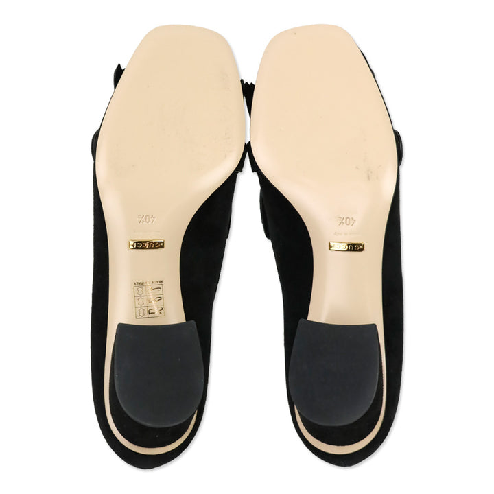 Gucci GG Marmont Black Suede Kiltie Loafer Pumps