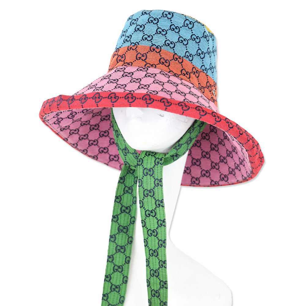 Gucci GG Multicolor Canvas Hat With Straps