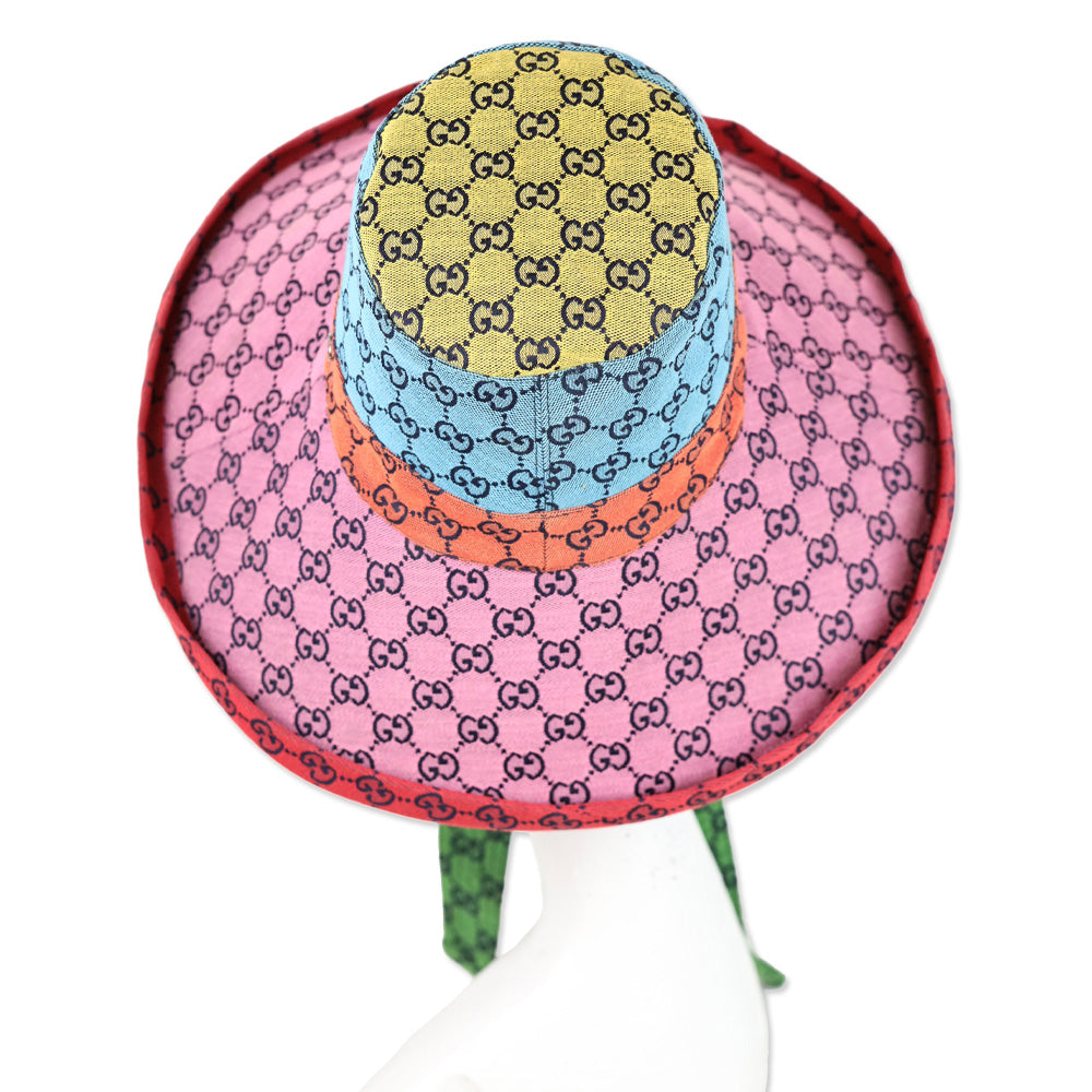 Gucci GG Multicolor Canvas Hat With Straps