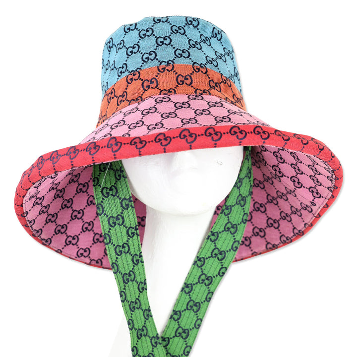 Gucci GG Multicolor Canvas Hat With Straps