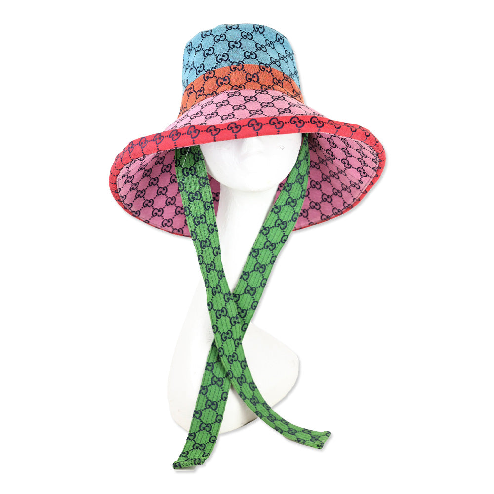 Gucci GG Multicolor Canvas Hat With Straps