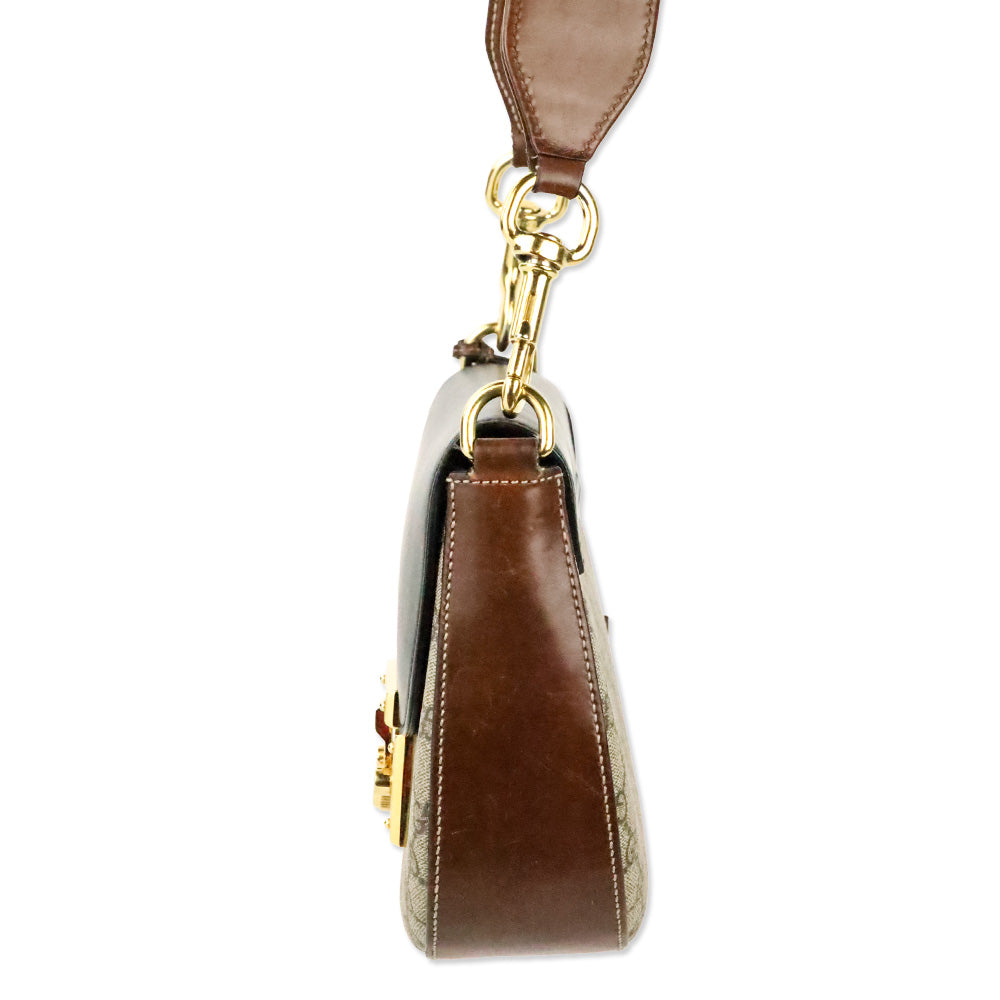 Gucci GG Supreme Monogram Medium Padlock Saddle Shoulder Bag