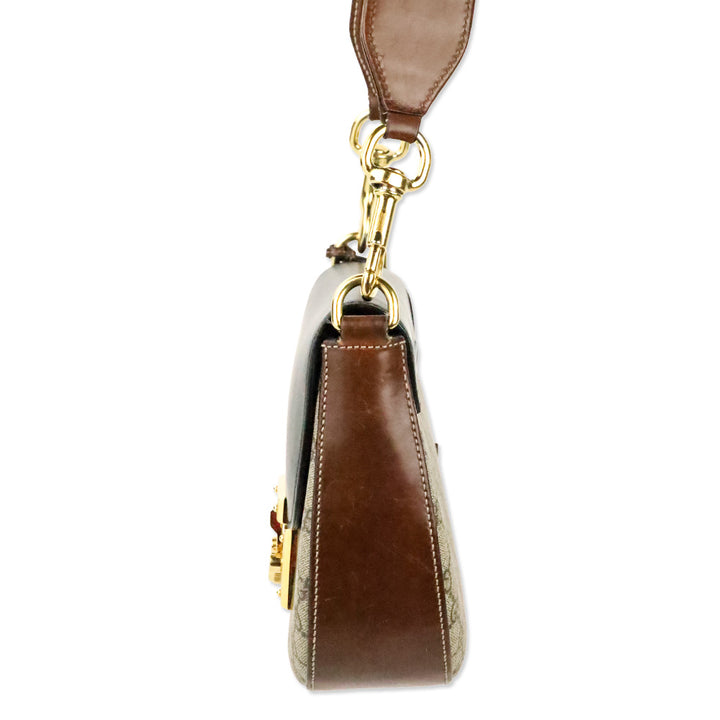 Gucci GG Supreme Monogram Medium Padlock Saddle Shoulder Bag