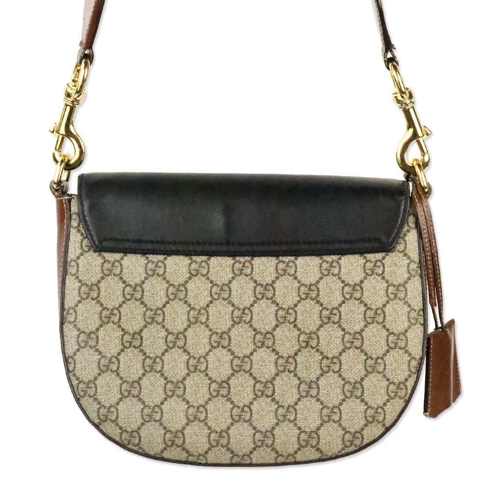 Gucci GG Supreme Monogram Medium Padlock Saddle Shoulder Bag