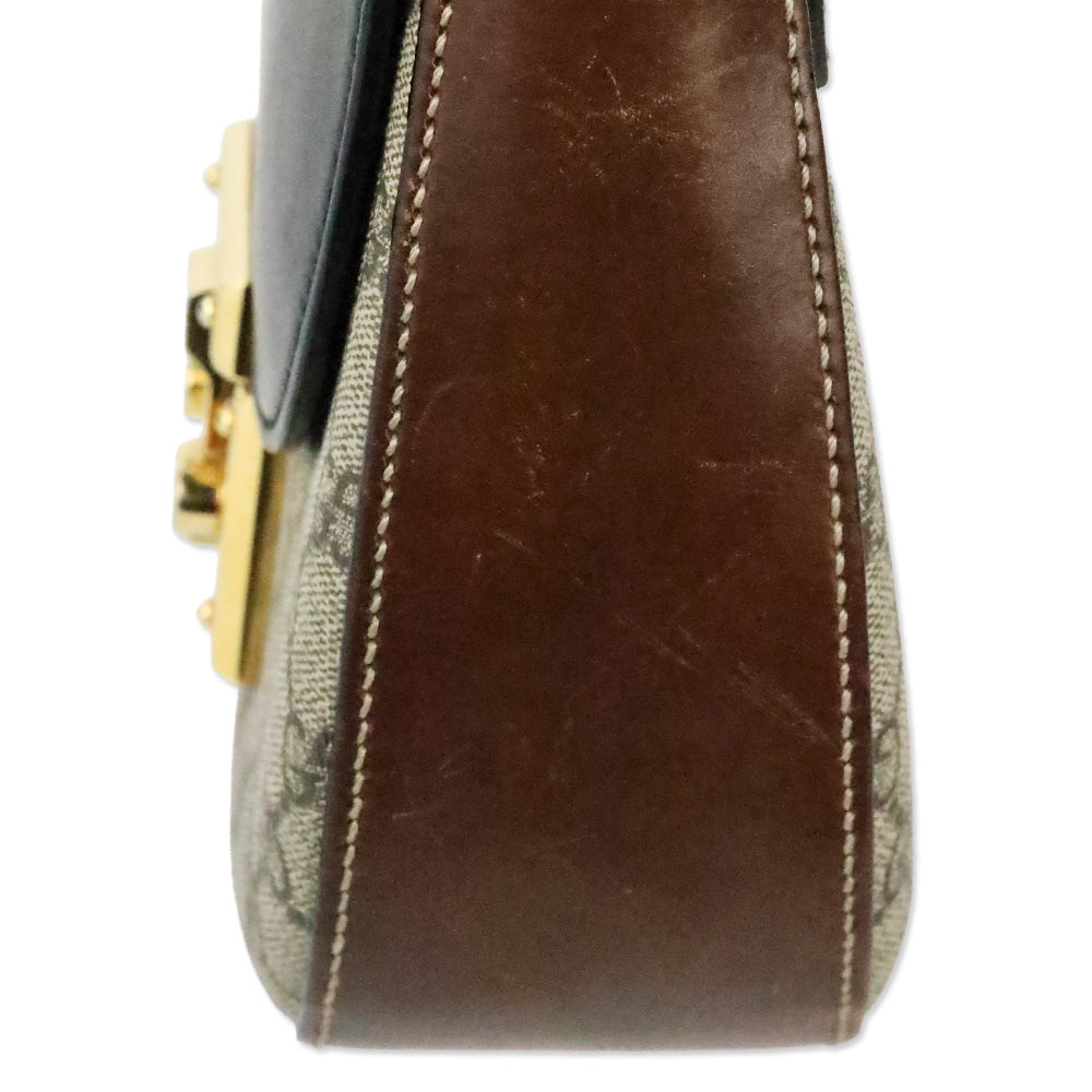 Gucci GG Supreme Monogram Medium Padlock Saddle Shoulder Bag