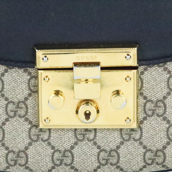 Gucci GG Supreme Monogram Medium Padlock Saddle Shoulder Bag