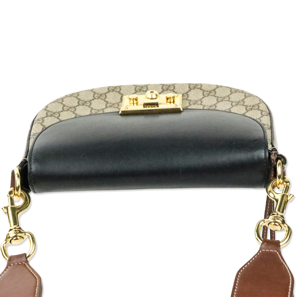 Gucci GG Supreme Monogram Medium Padlock Saddle Shoulder Bag