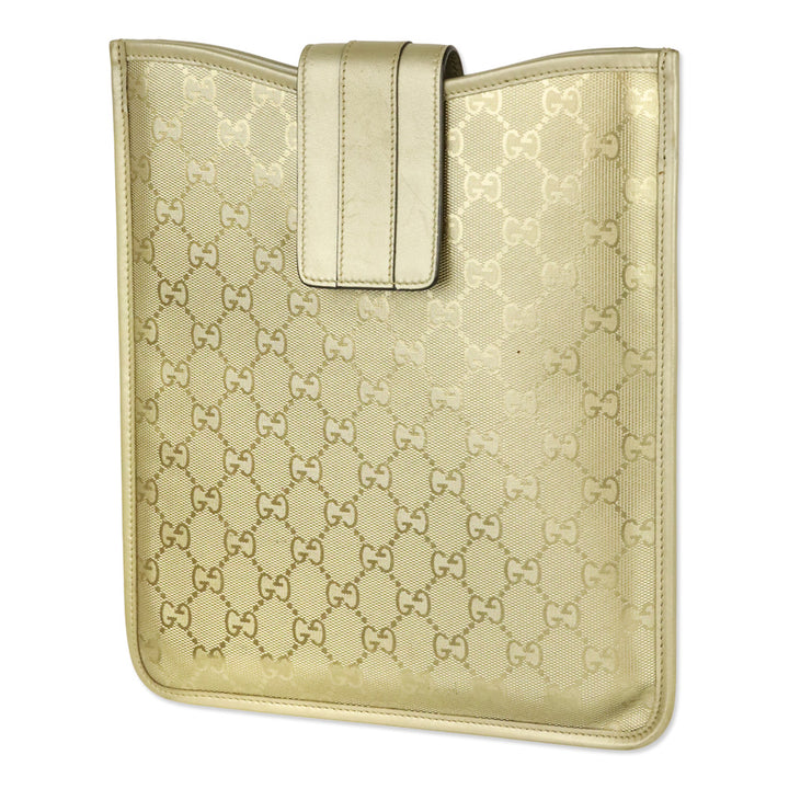 Gucci Gold-tone Guccissima GG Canvas Leather Tablet Case