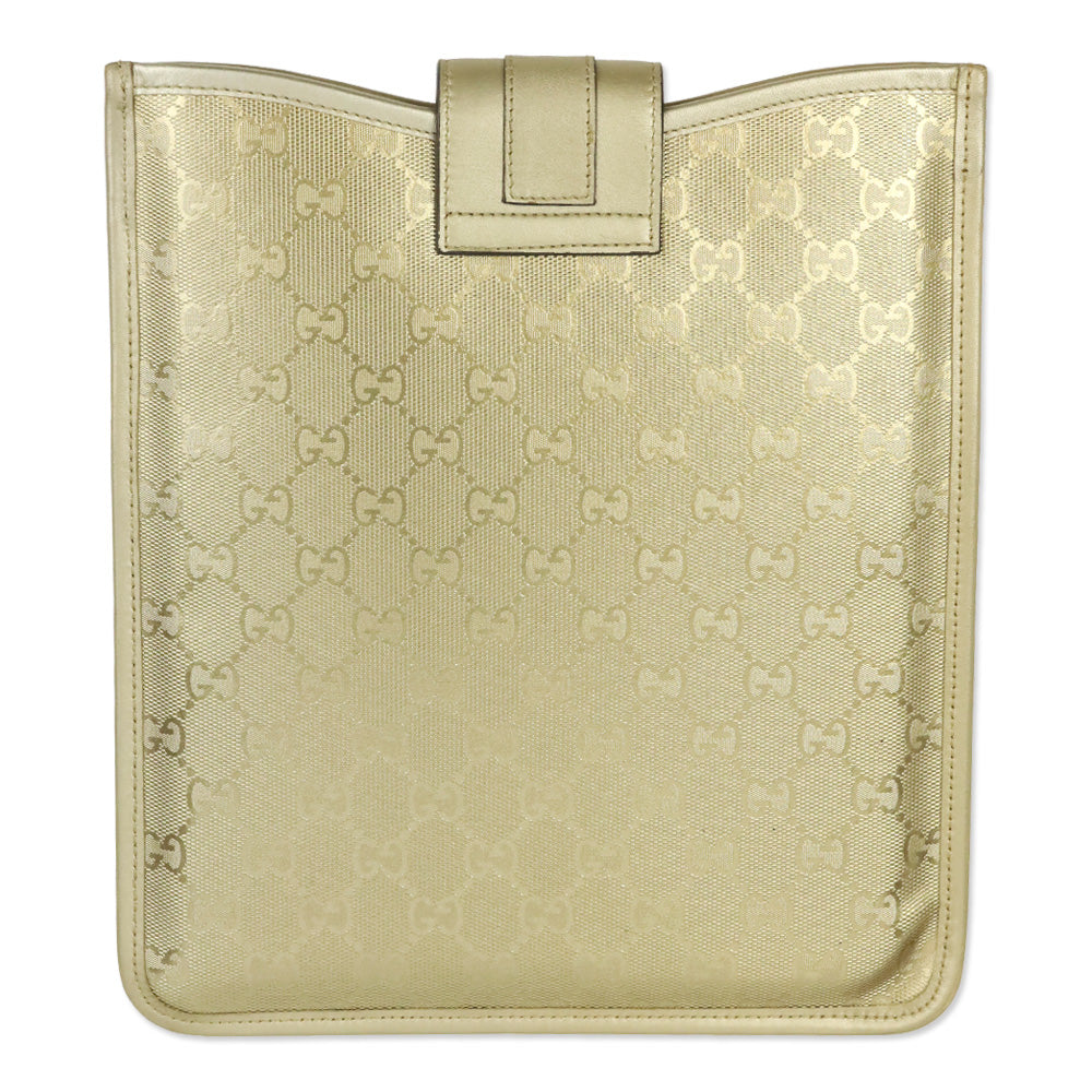 Gucci Gold-tone Guccissima GG Canvas Leather Tablet Case