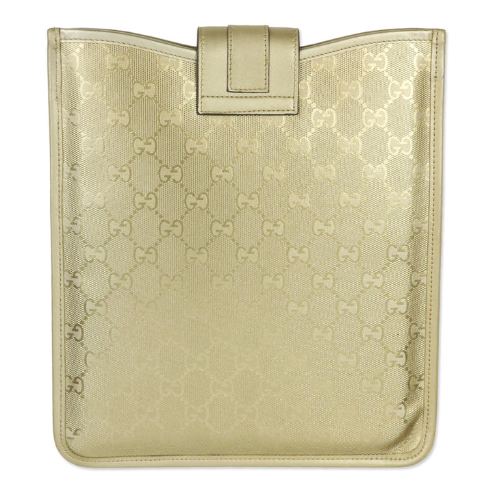 Gucci Gold-tone Guccissima GG Canvas Leather Tablet Case