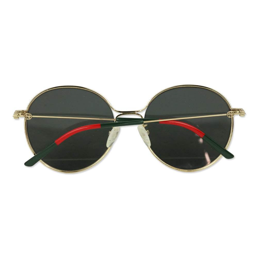 Gucci Gold Gray Gradient Lens Round Sunglasses