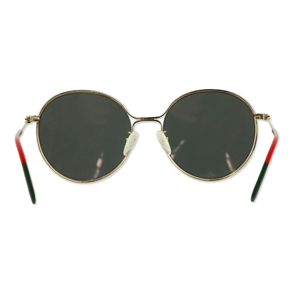 Gucci Gold Gray Gradient Lens Round Sunglasses