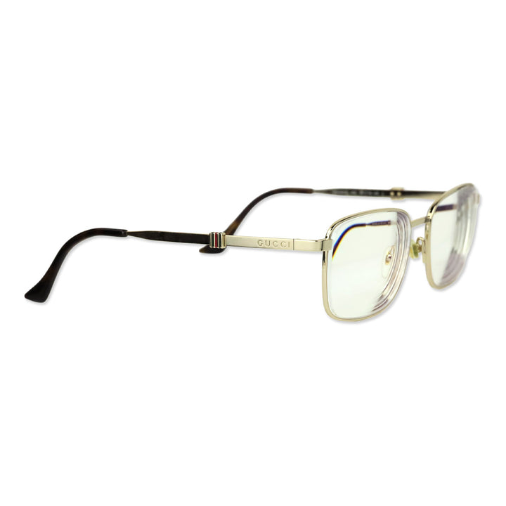 Gucci Gold Rectangle Full Rim Metal Prescription Eyeglasses