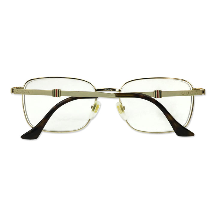 Gucci Gold Rectangle Full Rim Metal Prescription Eyeglasses