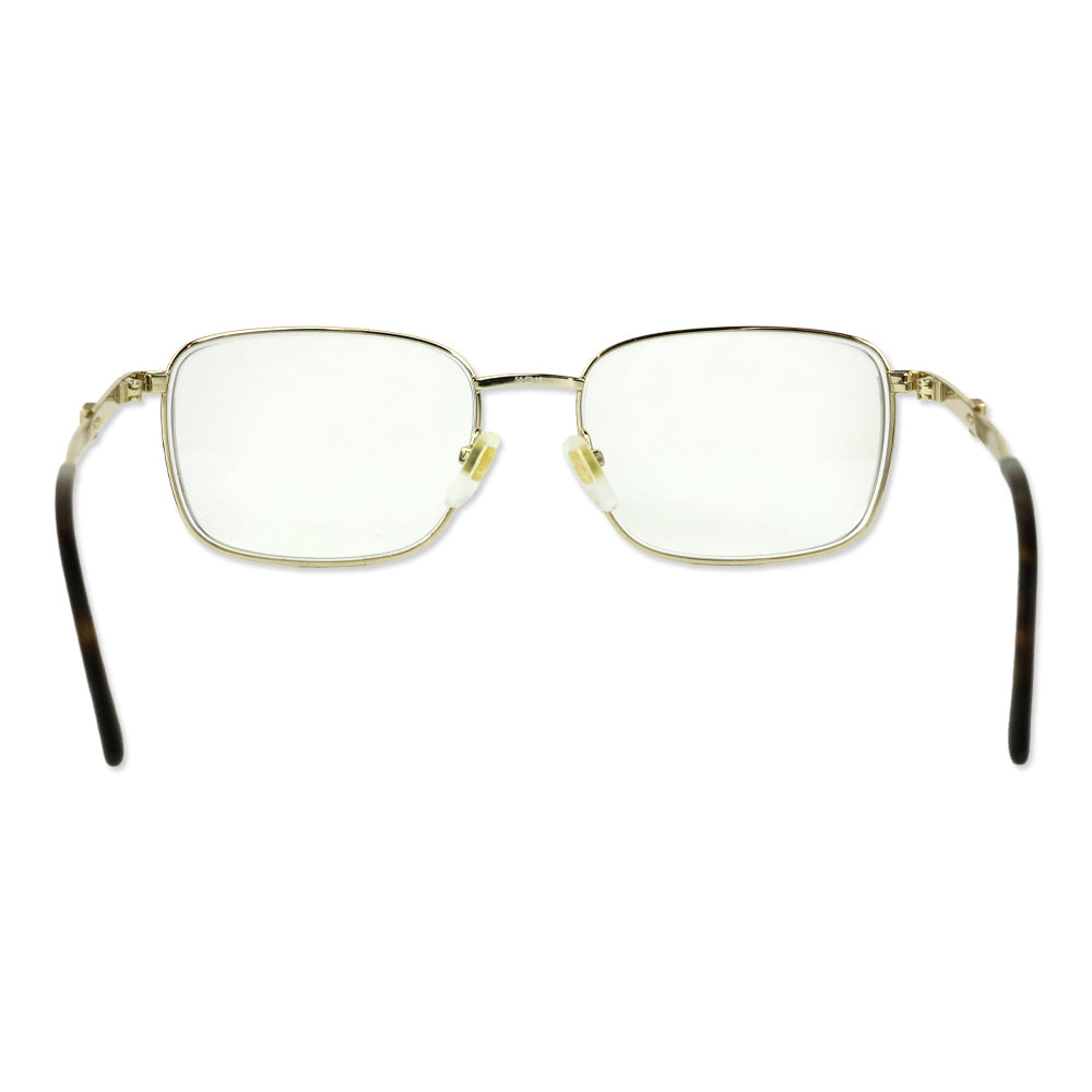 Gucci Gold Rectangle Full Rim Metal Prescription Eyeglasses