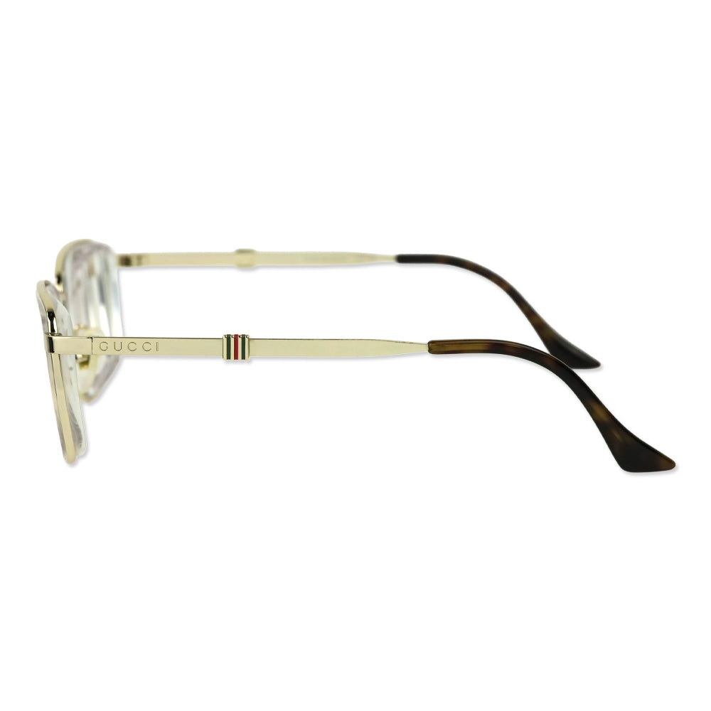 Gucci Gold Rectangle Full Rim Metal Prescription Eyeglasses