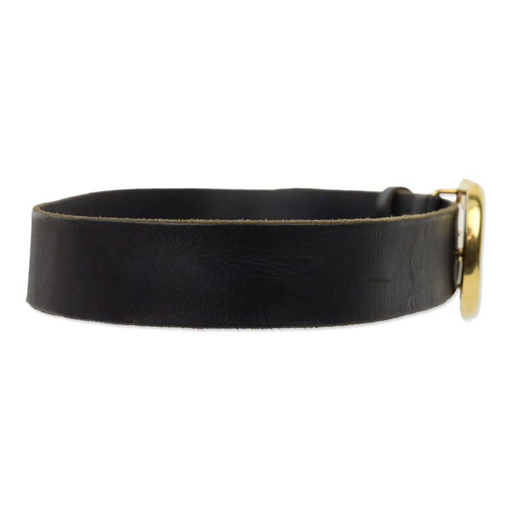 Gucci Gold Shiny GG Marmont Buckle Black Wide Belt
