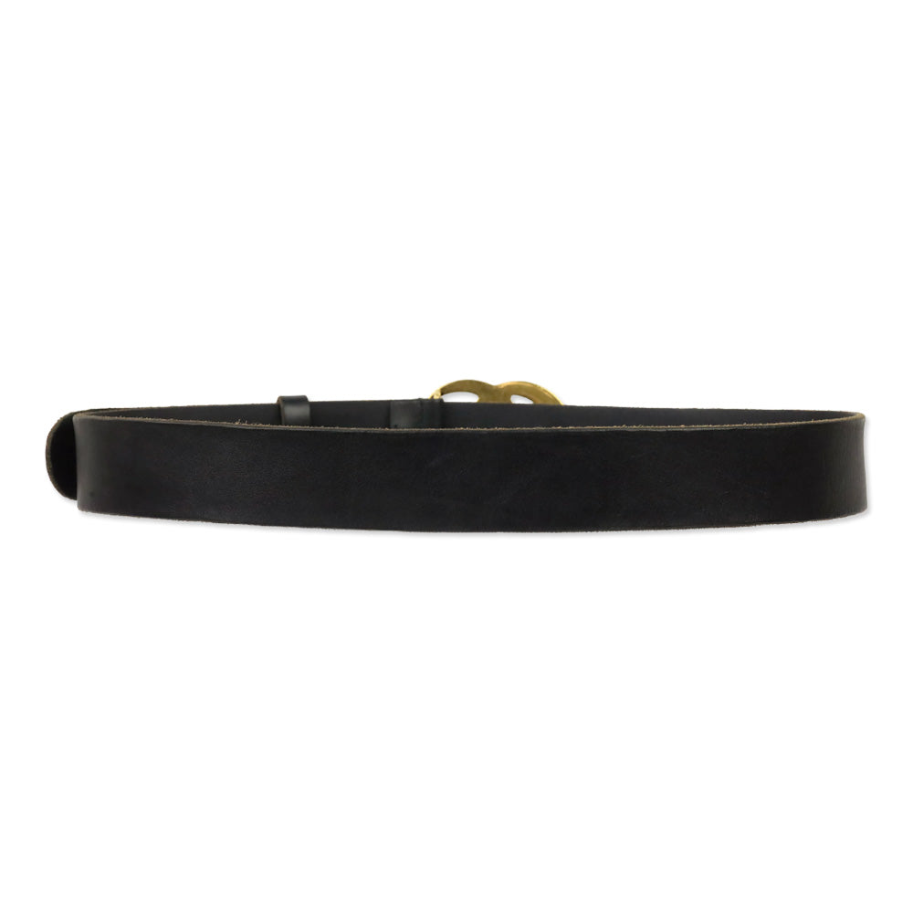Gucci Gold Shiny GG Marmont Buckle Black Wide Belt