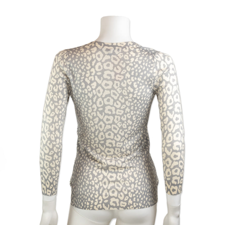 Gucci Gray and White Cheetah Print Cardigan