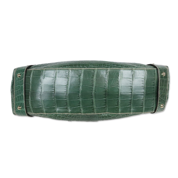 Gucci Green Croc Leather Pelham Shoulder Bag