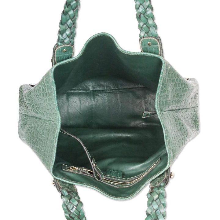 Gucci Green Croc Leather Pelham Shoulder Bag