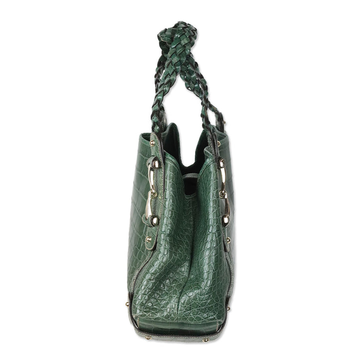 Gucci Green Croc Leather Pelham Shoulder Bag