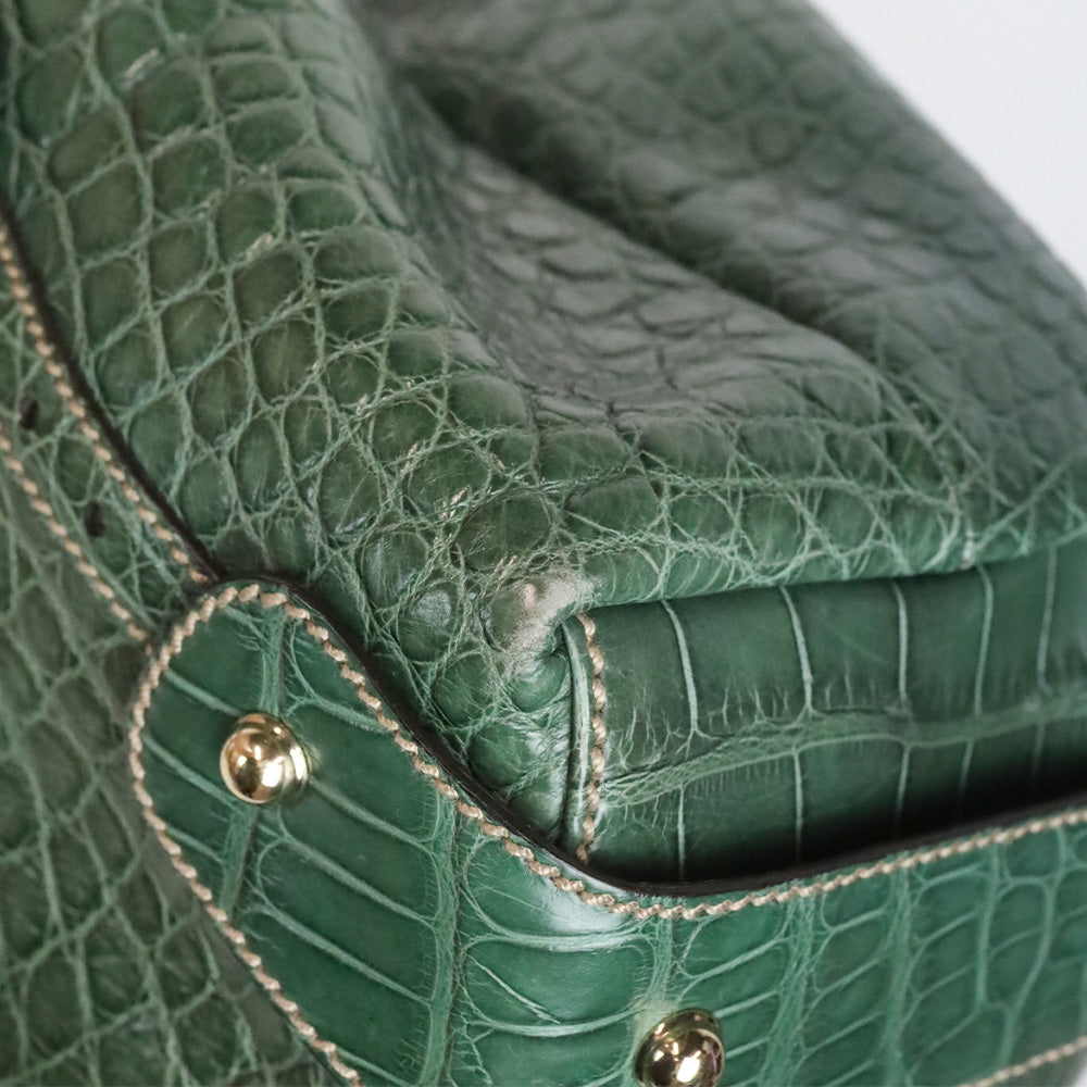 Gucci Green Croc Leather Pelham Shoulder Bag