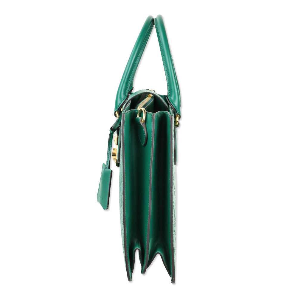Gucci Green Guccissima Leather Padlock Double Handle Tote Bag