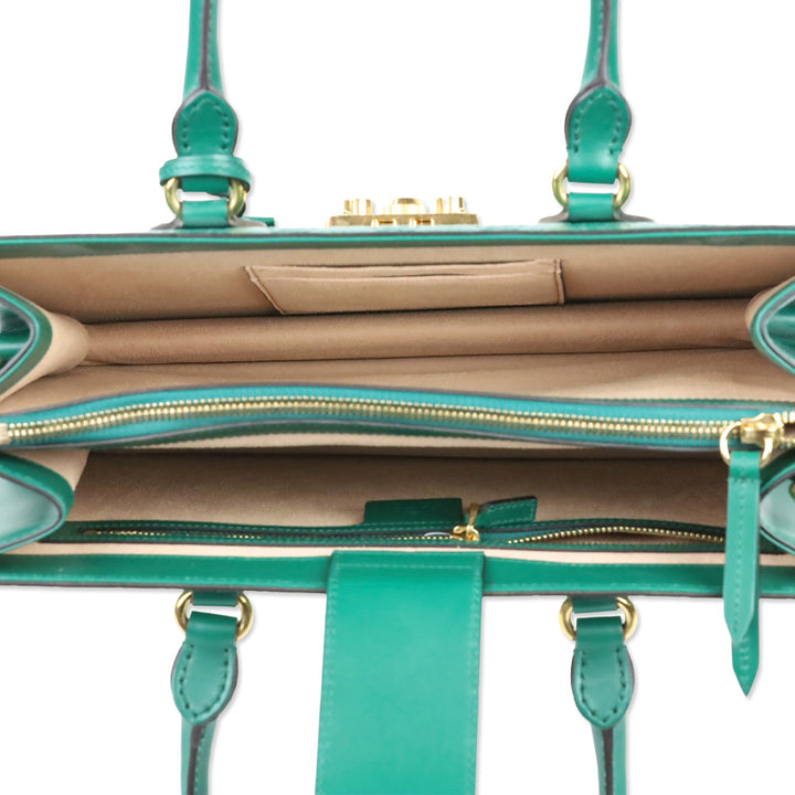 Gucci Green Guccissima Leather Padlock Double Handle Tote Bag