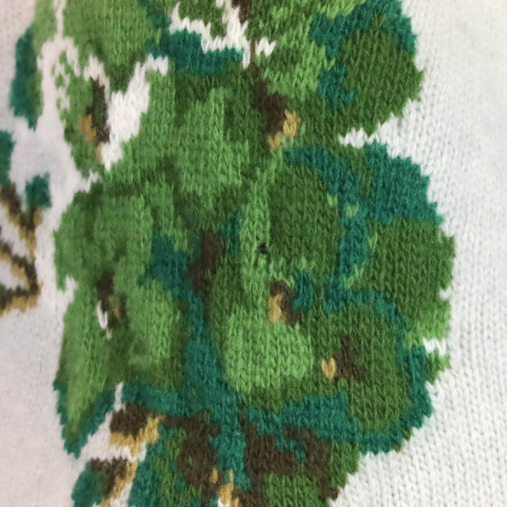 Gucci Grey Intarsia Floral Wool Knit Crewneck Sweater