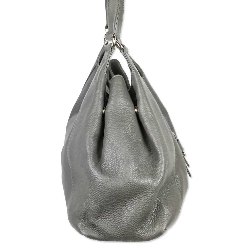 Gucci Grey Pebbled Calfskin Leather Greenwich Medium Shoulder Bag