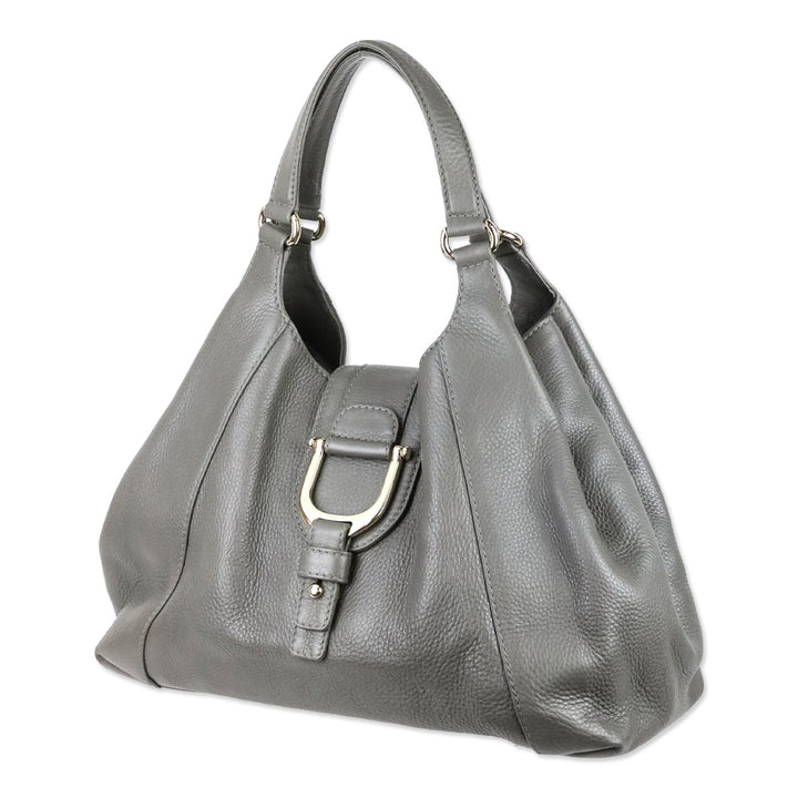Gucci Grey Pebbled Calfskin Leather Greenwich Medium Shoulder Bag