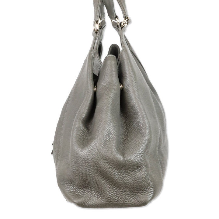 Gucci Grey Pebbled Calfskin Leather Greenwich Medium Shoulder Bag