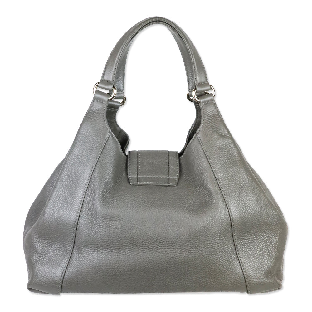 Gucci Grey Pebbled Calfskin Leather Greenwich Medium Shoulder Bag