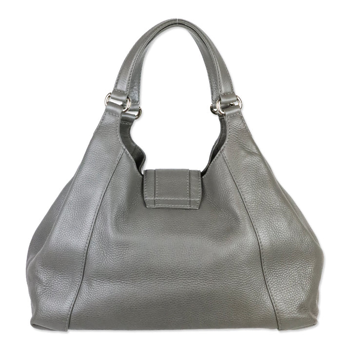 Gucci Grey Pebbled Calfskin Leather Greenwich Medium Shoulder Bag