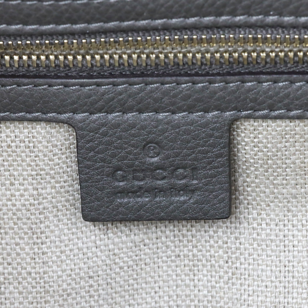 Gucci Grey Pebbled Calfskin Leather Greenwich Medium Shoulder Bag