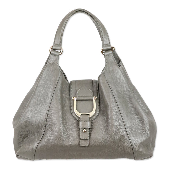 Gucci Grey Pebbled Calfskin Leather Greenwich Medium Shoulder Bag